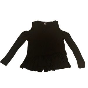 Bloomingdales Aqua Cold Shoulder Ruffle Hem Shirt